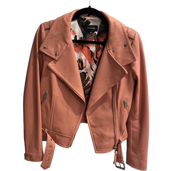 Mackage Jackets & Blazers - Mackage Hania Leather Moto Jacket in Peach- Womens XS